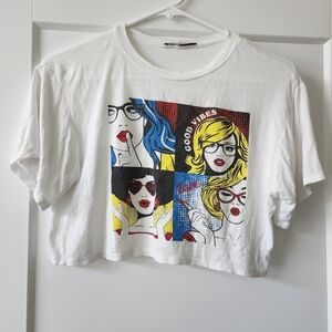 Good vibes cropped graphic tee shirt